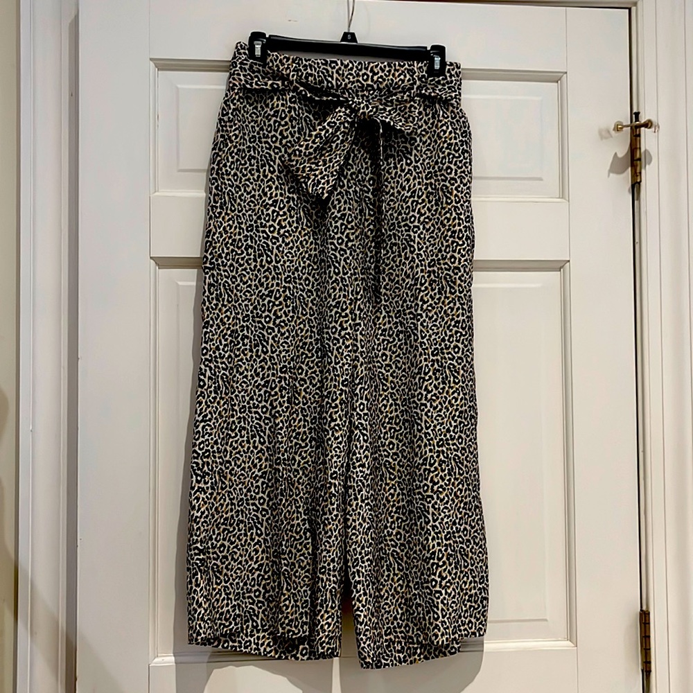 Jcrew 100% Silk Leopard Pants, Wide-leg